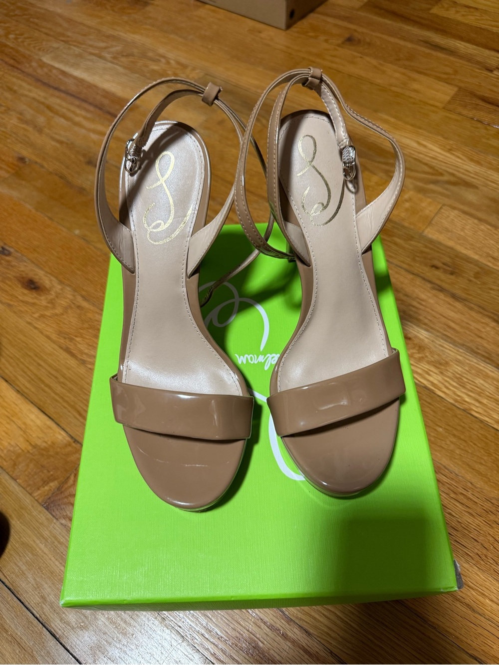 Sam Edelman Nude Patent Slingback Heels
